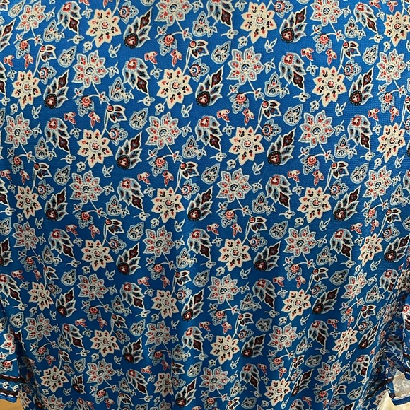 Max Studio V-Neck Flutter Sleeve Short Mini Dress Blue Floral Rosette Small - Picture 3 of 9